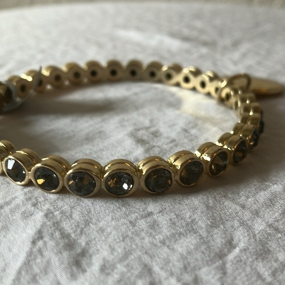 Gold tone slip on faux gem bracelet with gold charm - Picture 6 of 16